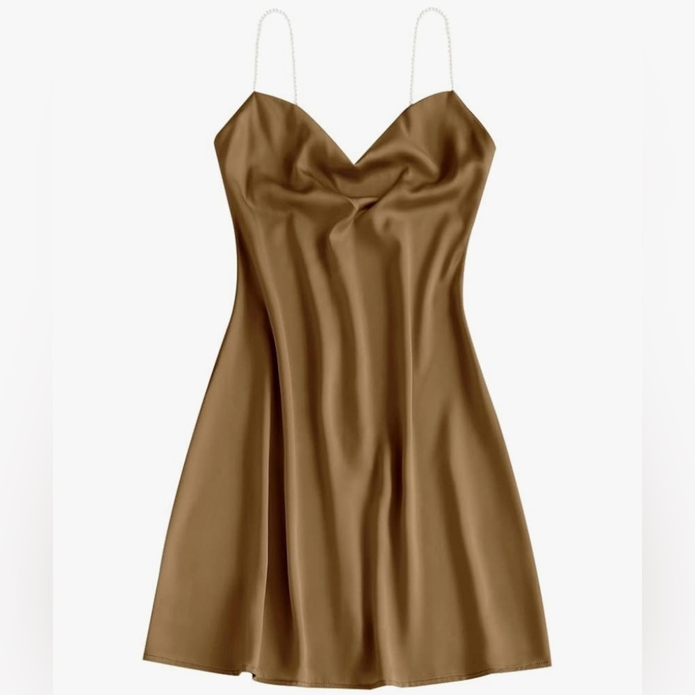 Zaful Women’s Satin Beaded Strap Mini Dress